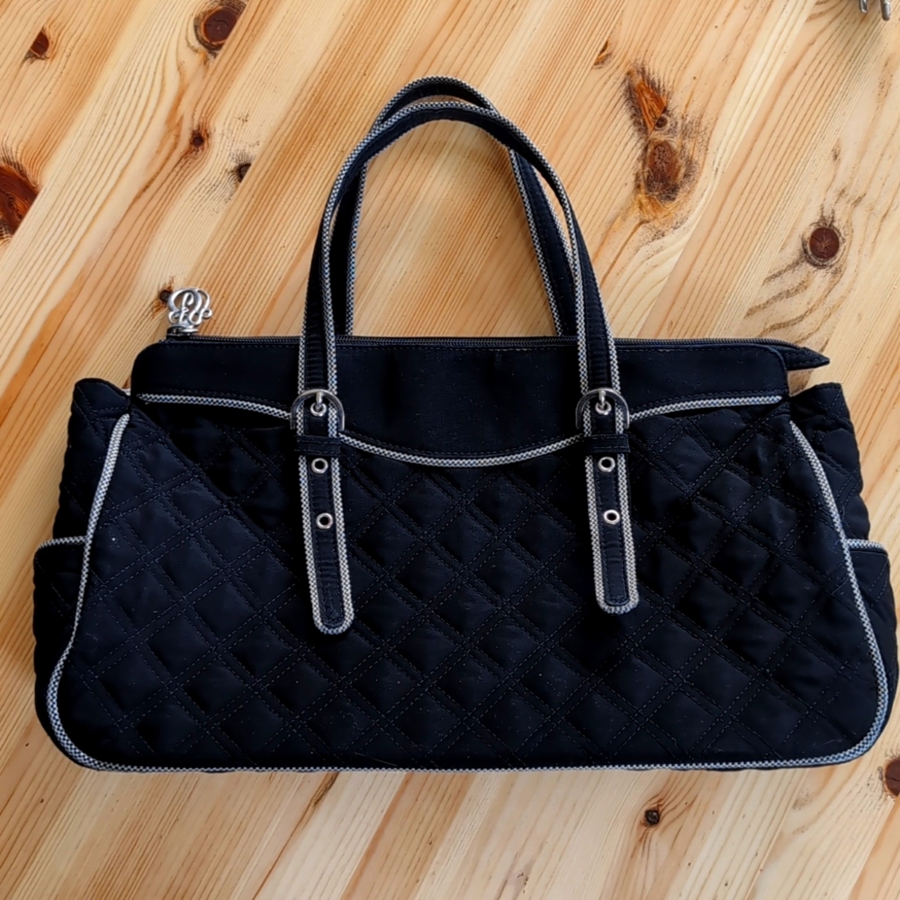 Vera Bradley black quilted handbag with piping detail